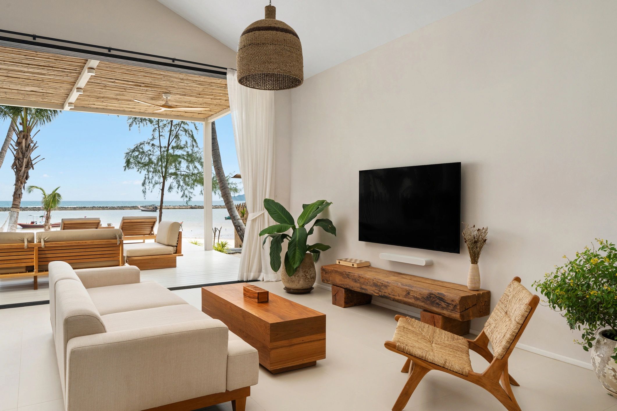 Modern, renovated living room representing quality rental interiors